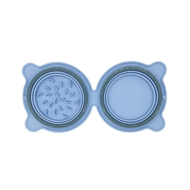 Gamelle Pliable Double Compartiment pour Chien — Silicone Voyage