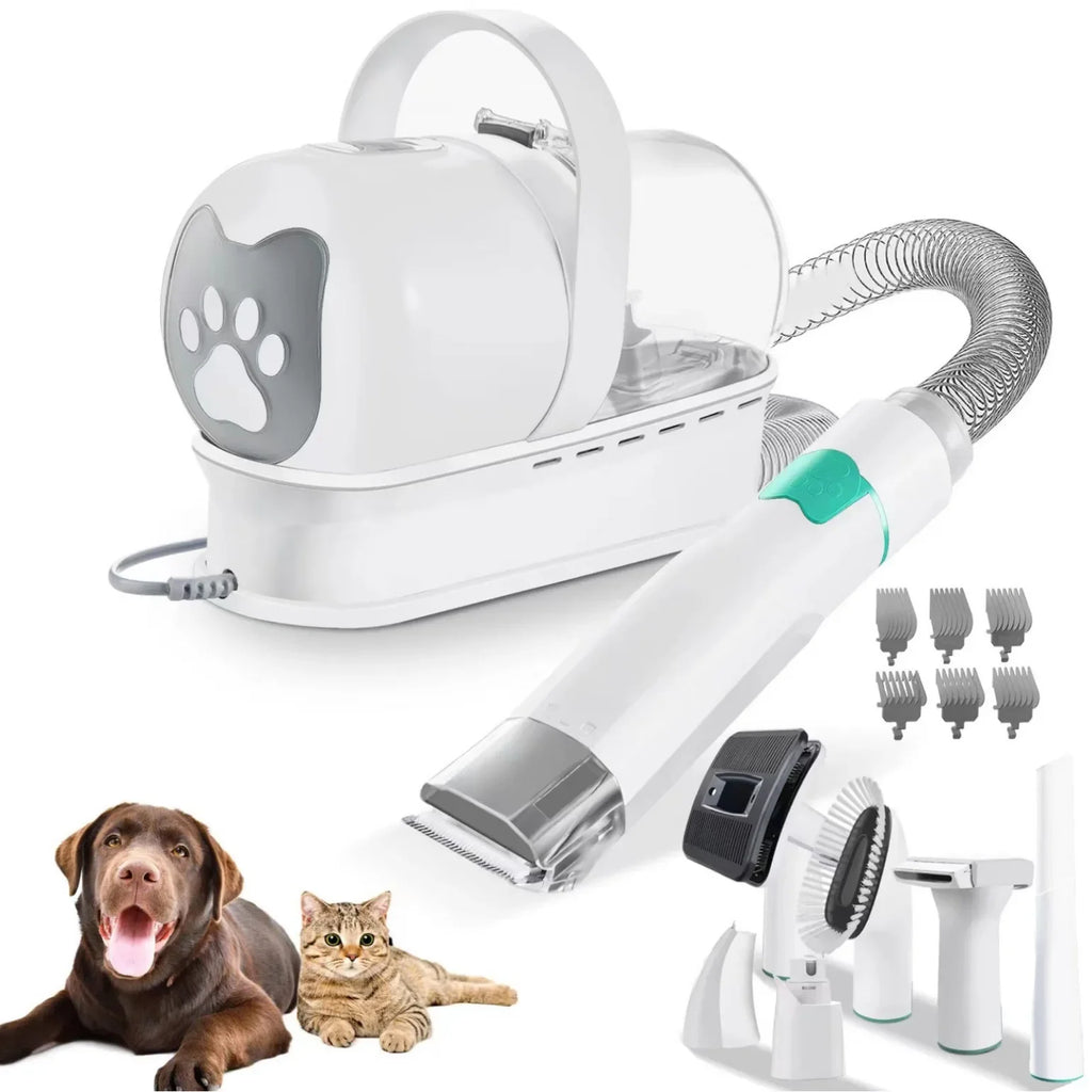 Kit Aspirateur-Tondeuse Toilettage 7-en-1 Professionnelle pour Chien et Chat