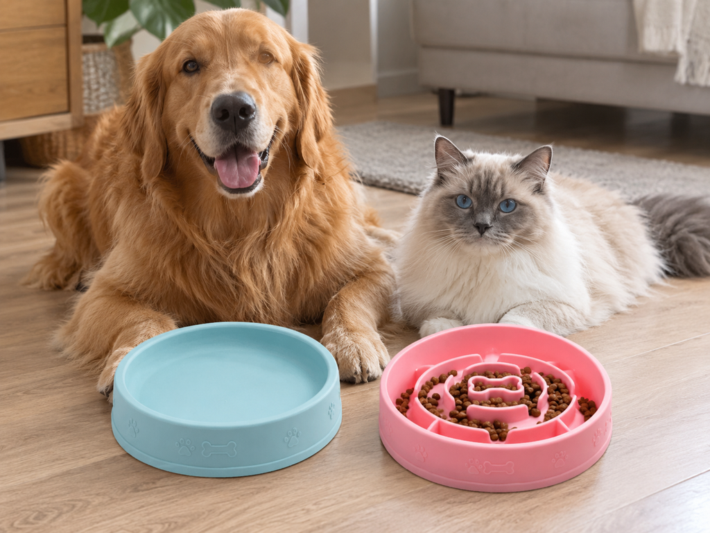 Gamelle Anti-Glouton 2-en-1 en Silicone - Nourriture & Eau pour Chien et Chat