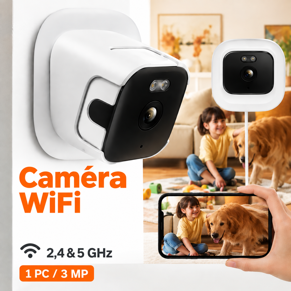 Caméra de Surveillance Connectée pour Animaux — Vision Nocturne & Grand Angle