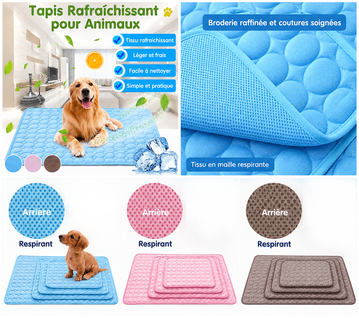 Tapis Rafraîchissant pour Chien et Chat- Idéal été, Sans Réfrigération