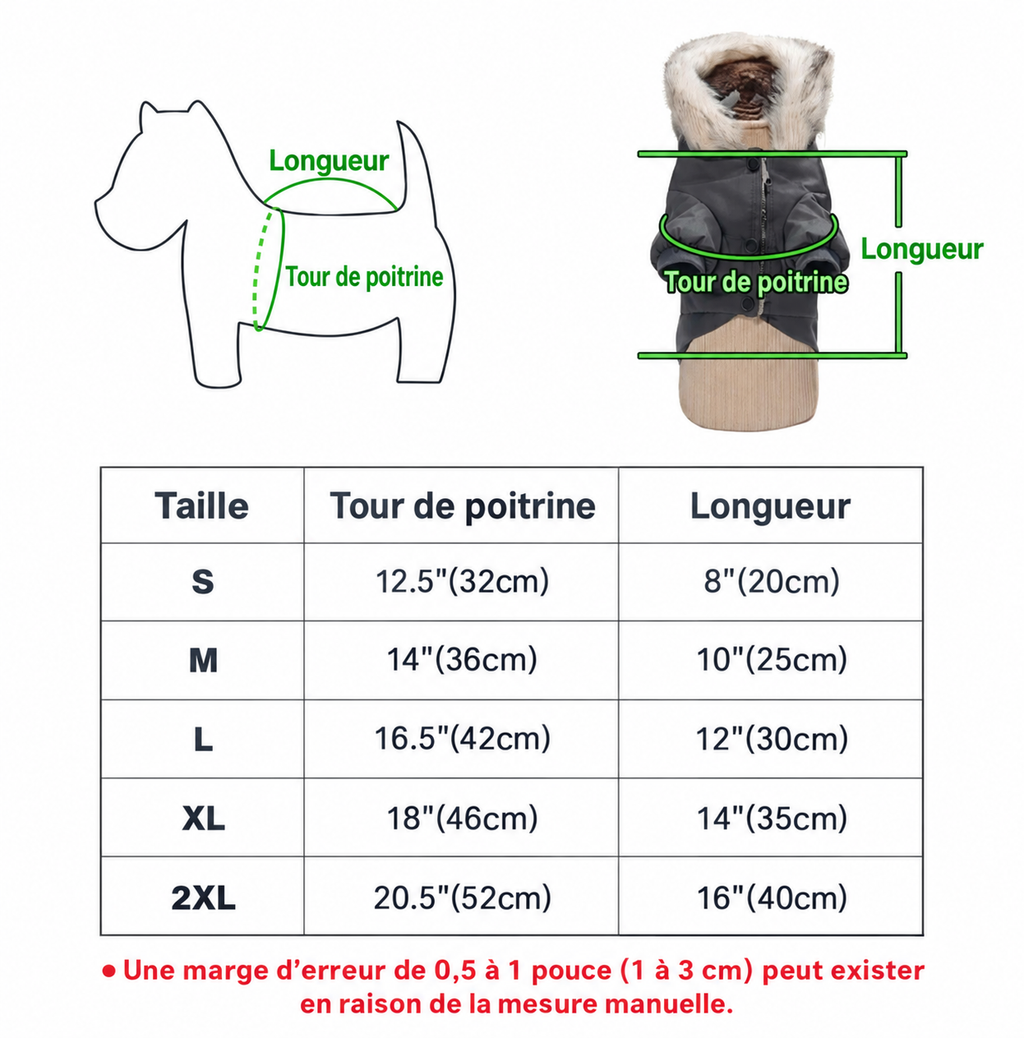 Manteau Chaud pour Petit Chien- Capuche Polaire, Style Parka