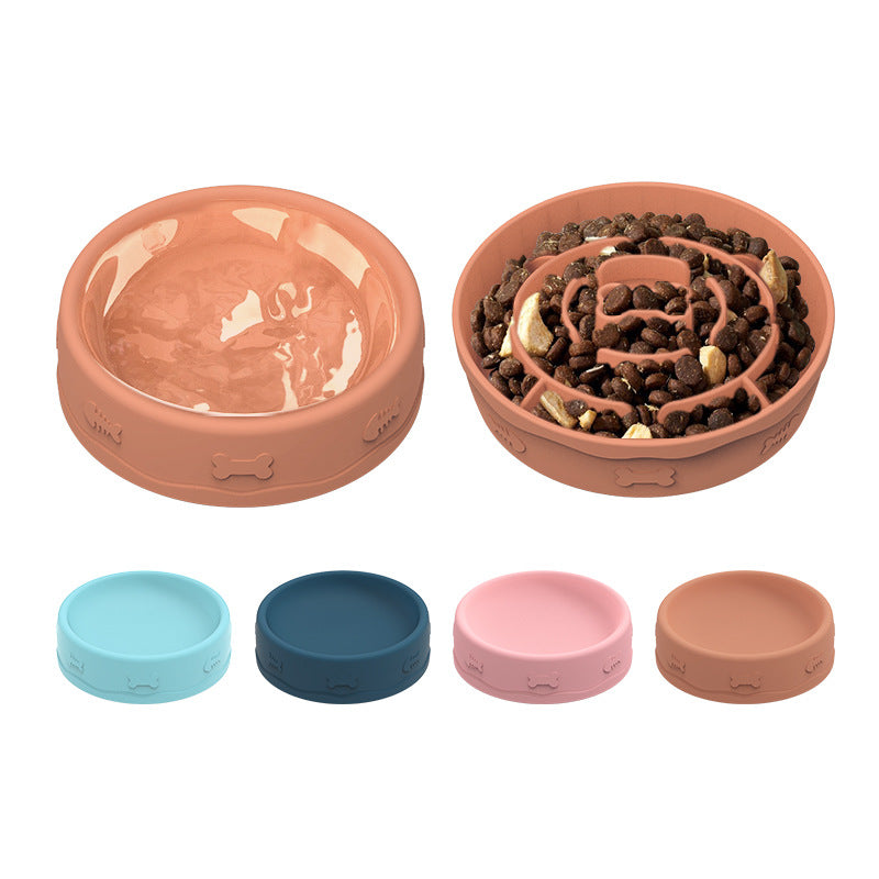 Gamelle Anti-Glouton 2-en-1 en Silicone - Nourriture & Eau pour Chien et Chat