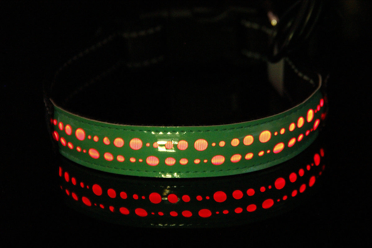 Colier Led Rechargeable en Cuir Gravé - Ajustable, Visible la Nuit
