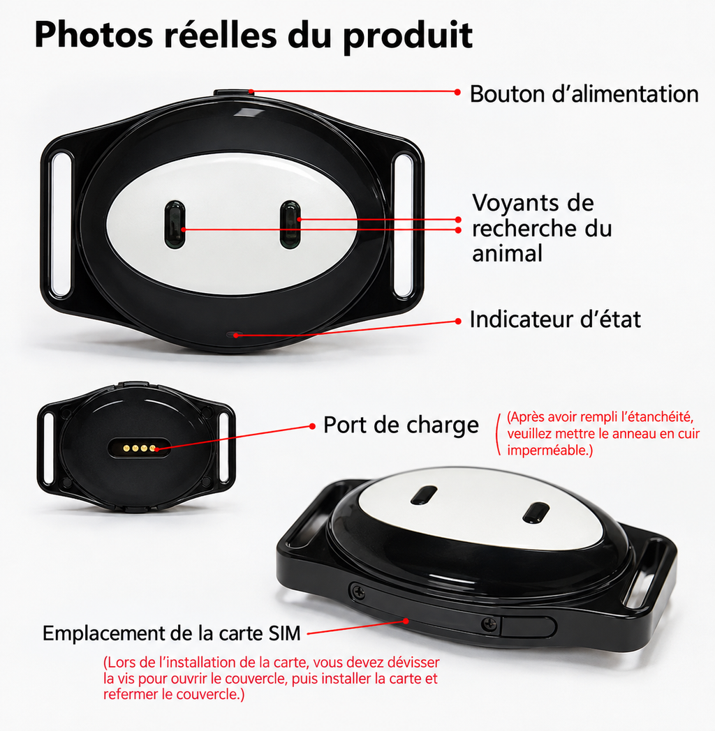 Traceur GPS Etanche pour Chien & Chat -Localisation en Temps Réel & Zone de Sécurité