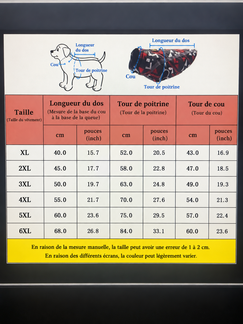 Manteau Imperméable pour Chien- Chaud & Réfléchissant, Grandes Tailles