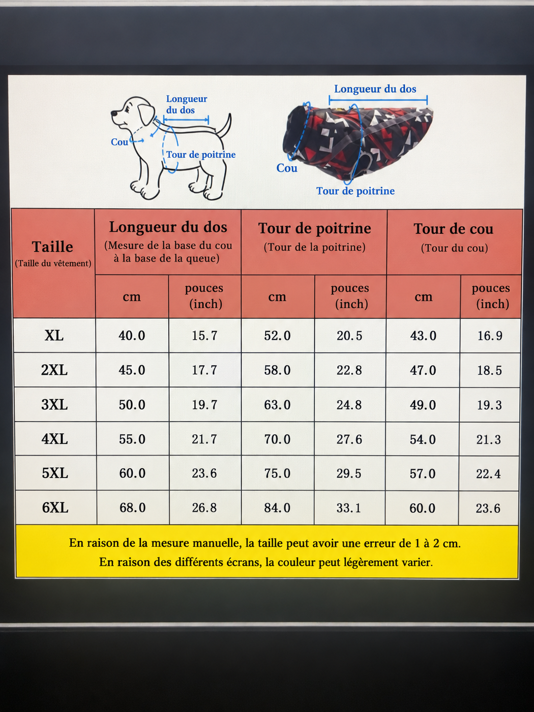 Manteau Imperméable pour Chien- Chaud & Réfléchissant, Grandes Tailles