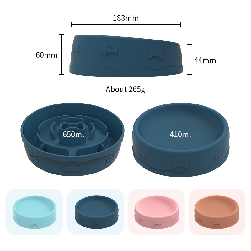 Gamelle Anti-Glouton 2-en-1 en Silicone - Nourriture & Eau pour Chien et Chat